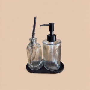 طقم علب صابون مع حافظة فواحة عطرية زجاج محزز LV02